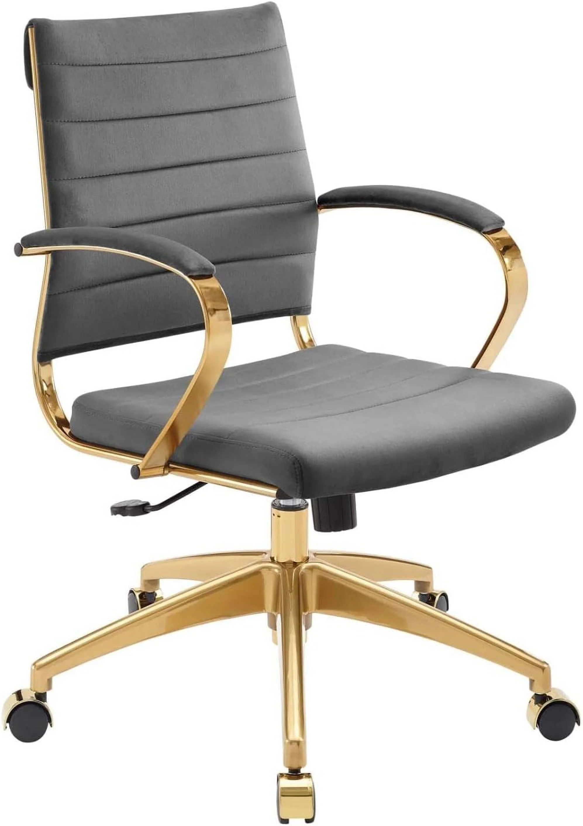 Jive Ribbed Performance Velvet Mid Back Computer Desk Swivel Office Chair in Gray