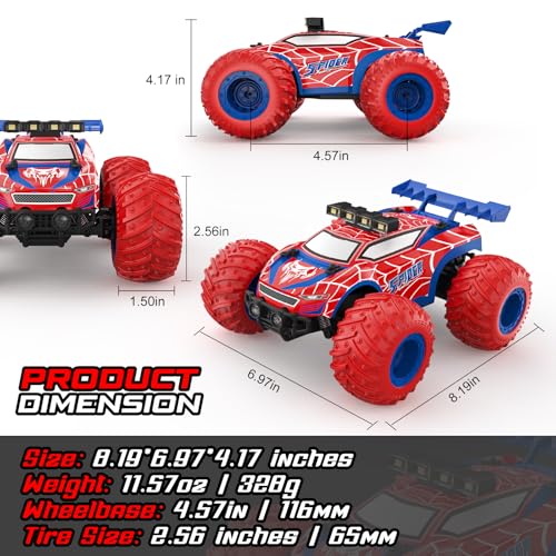 1:18 Remote Control Car - 20km/h 2.4GHz All Terrain Off-Road Monster Truck with Bodylights&Headlights &Headlamps, Rechargeable Toy Car Gift for 3 4 5 6 7 8 9 10-12 Year Old Boys Girls Kids