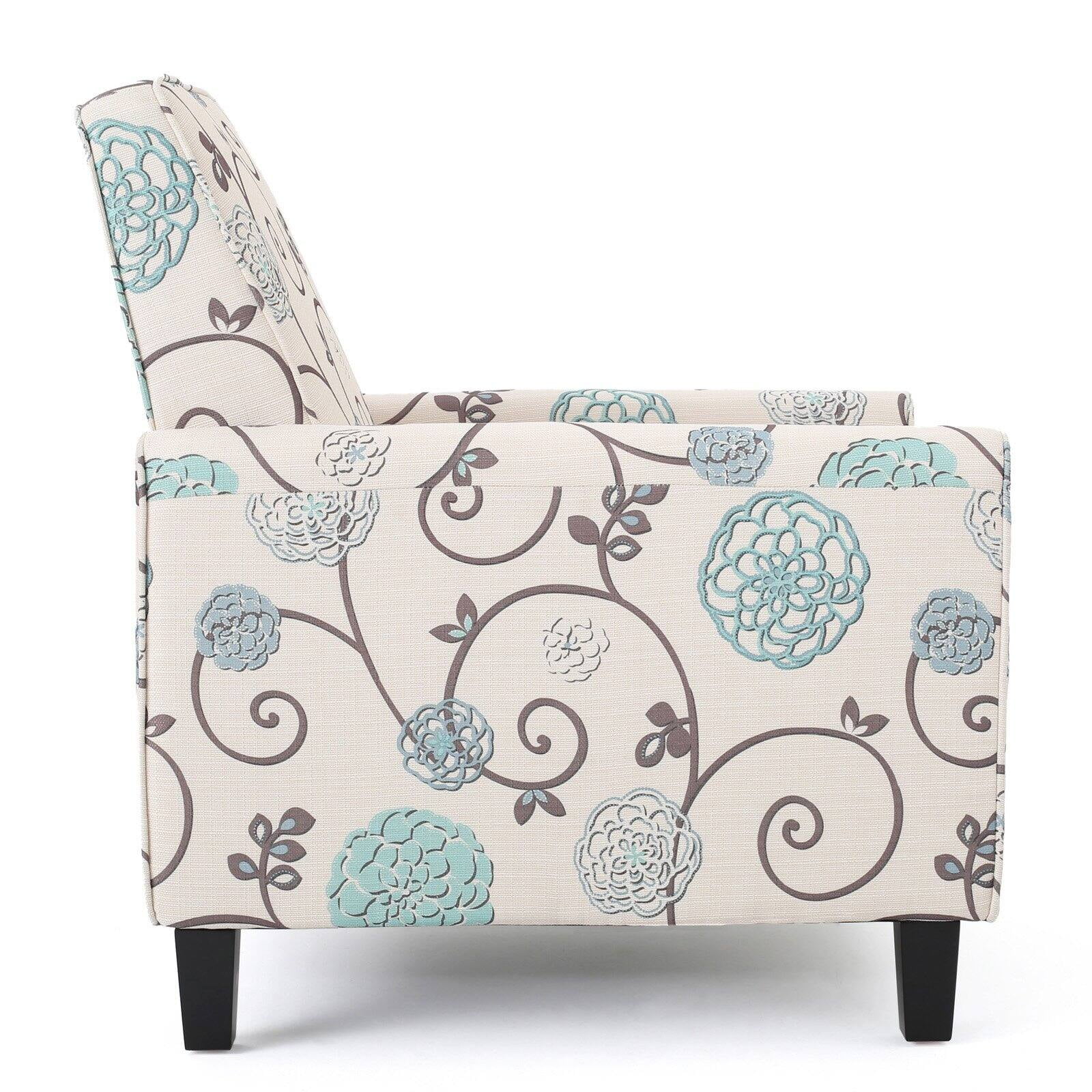 Darvis White and Blue Fabric Recliner