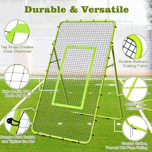 Adjustable Volleyball Rebounder Net 7x4 FT, Steel Frame & High-Tension PE Netting, Durable & Portable Volleyball Training Equipment Practice for Improving Volleying, Bumping, Spiking Skills