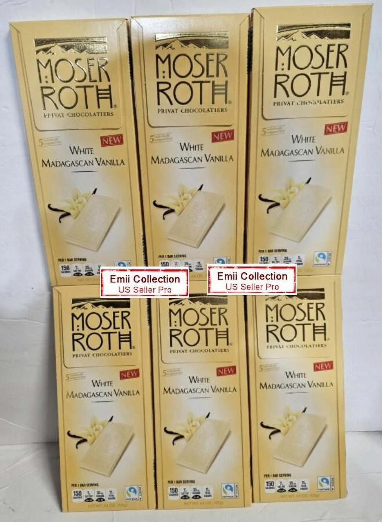 Moser Roth Private Chocolatiers White Madagascan Vanilla 4.4oz 125g (6 Bars)