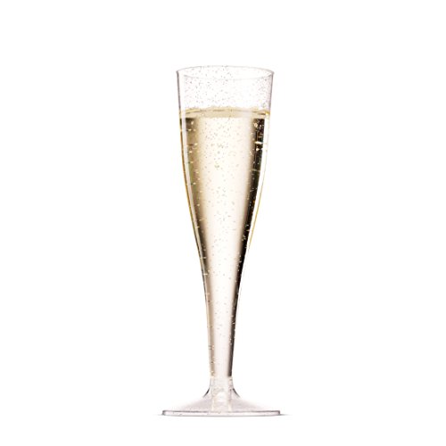 Munfix 50 Pack Gold Rimmed Plastic Champagne Flutes 5 Oz Clear Plastic Toasting Glasses Fancy Disposable Wedding Party Cocktail Cups with Gold Rim