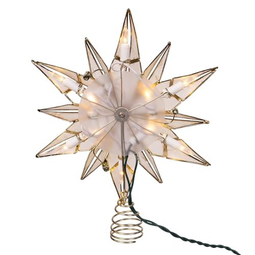 Kurt Adler 10-Light 12-Point Capiz Star and Center Gem Treetop