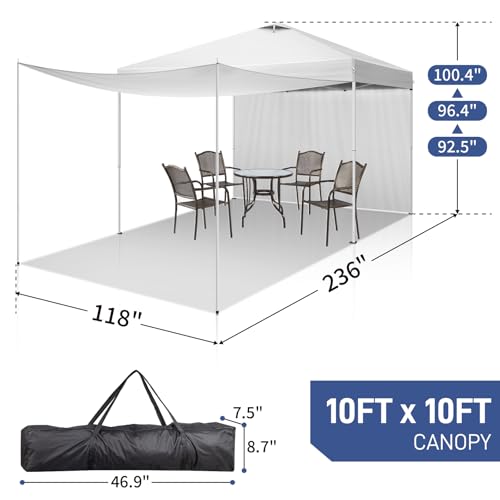 Outvita 10x20ft Ez Pop Up Canopy, Portable Instant Canopy Tent with 4 SideWalls for Outdoor Events, Party, Wedding, Birthday,Graduation