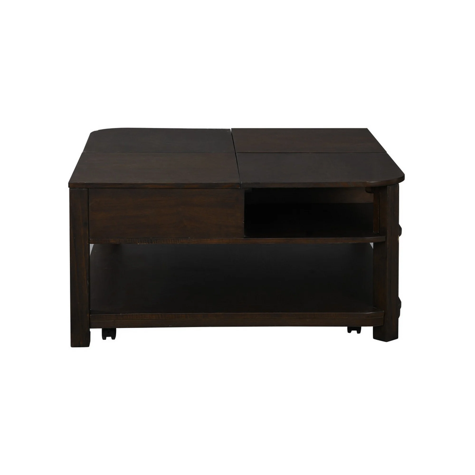 Benjara  Miyo Modern Style Dark Brown Lift Top Coffee Table & End Table Set, Black - 2 Piece