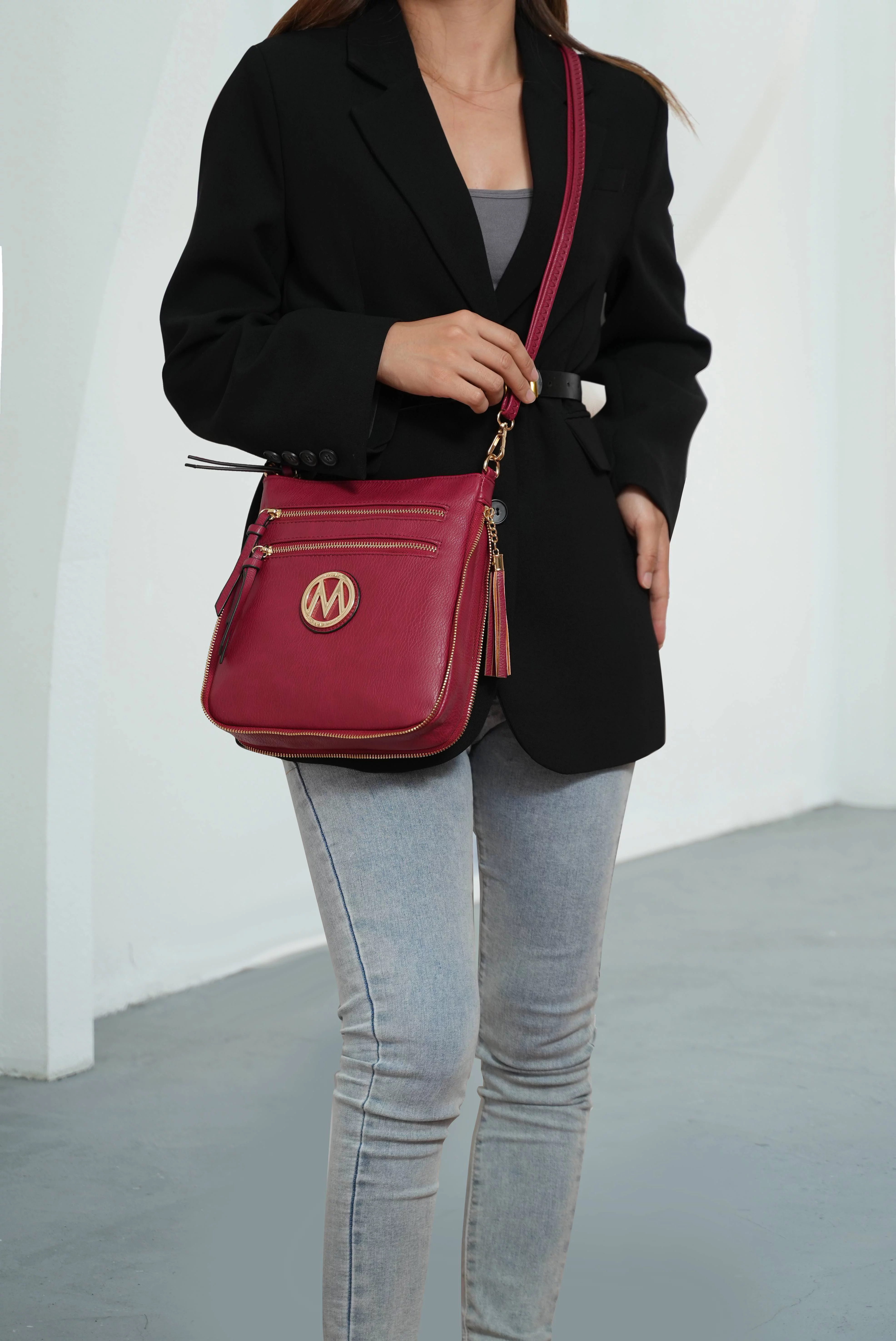 MKF Collection by Mia K Angelina Women's Faux Leather Expandable Crossbody Bag