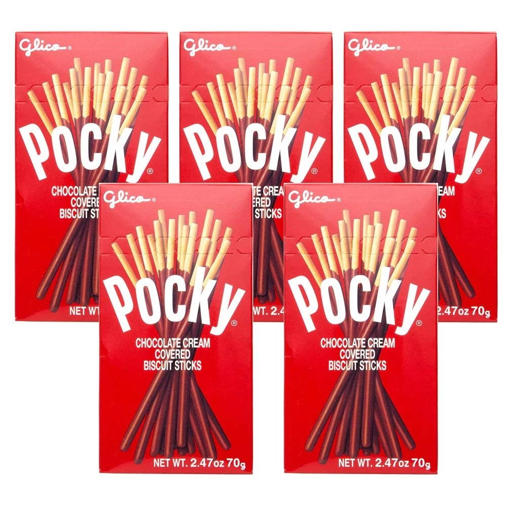 [ Pack of 5 ] Glico Pocky Biscuit Stick, Chocolate, 2.47 Ounce - SET OF 2