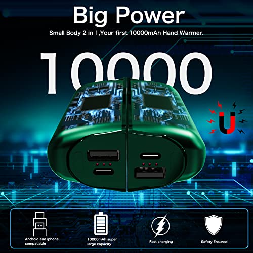 Hand Warmers Rechargeable 2 Pack,10000mAh Split-Magnetic Electric AI Handwarmer Power Bank,3 Levels, Camping,Hunting in Winter