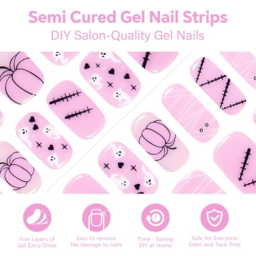 Semi Cured Gel Nail Strips-Easy Apply Christmas Gel Nail Stickers Holiday Semi Cured Manicure Strips with Sparkling Xmas Designs (Classic Yule)