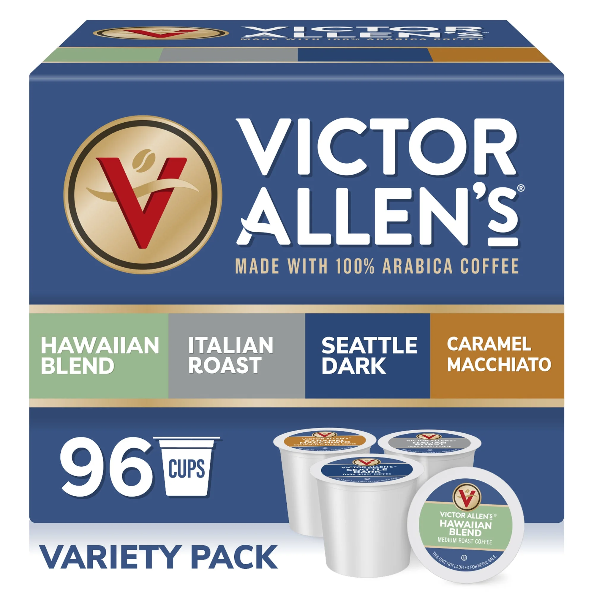 Victor Allen's Coffee Specialty Coffee Variety Pack, Medium-Dark Roast, 96 Count, Single Serve Coffee Pods for Keurig K-Cup Brewers