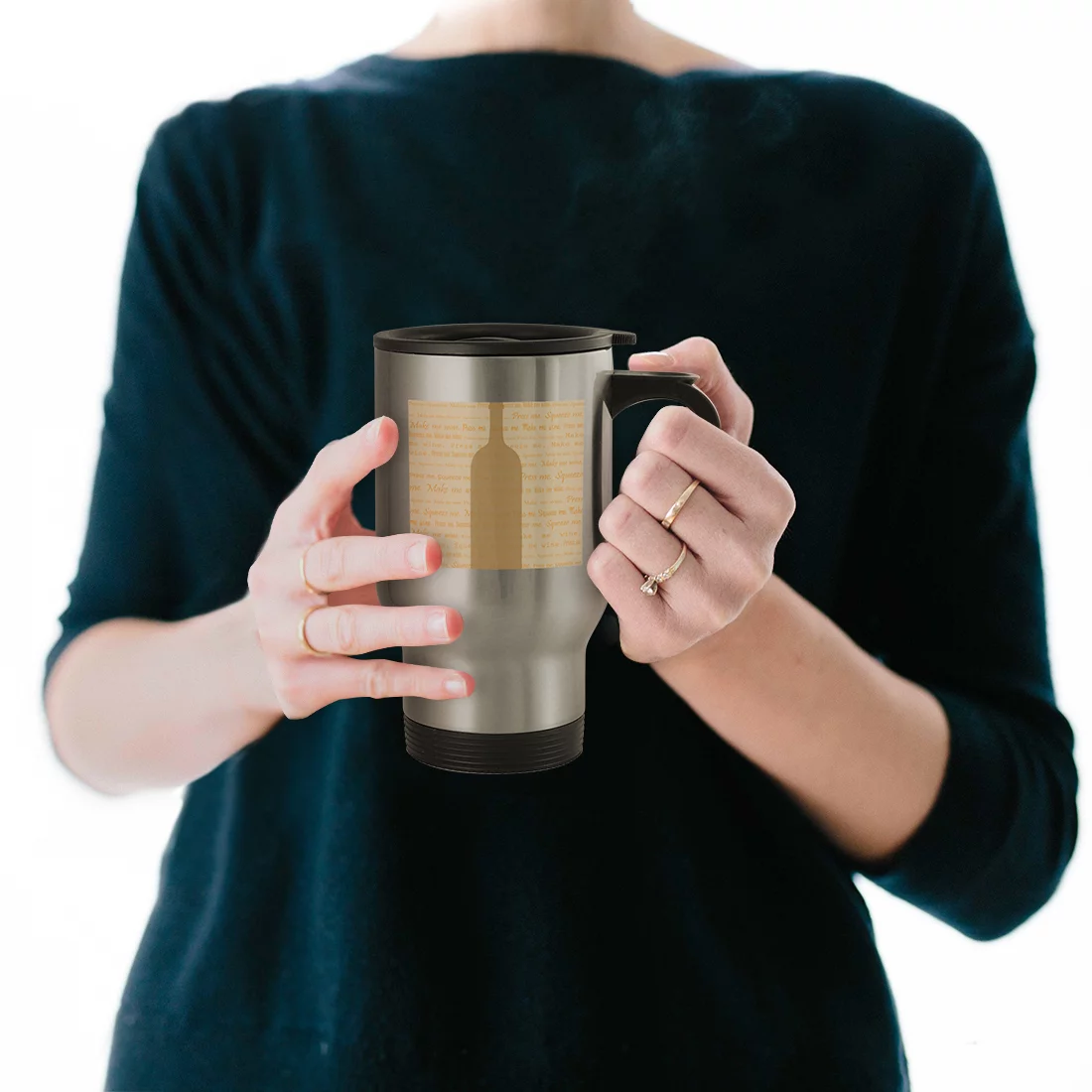 NY New York - 14oz Stainless Steel Travel Mug, Silver