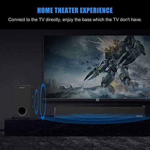 BESTISAN Powered Subwoofer, 6.5'' Side Firing Home Audio Sub, Deep Bass Response Subwoofers, Easy Setup with Home Theater Systems, TV, Speakers, RCA, LFE, AUX Input, High-Level Speaker Input & Output