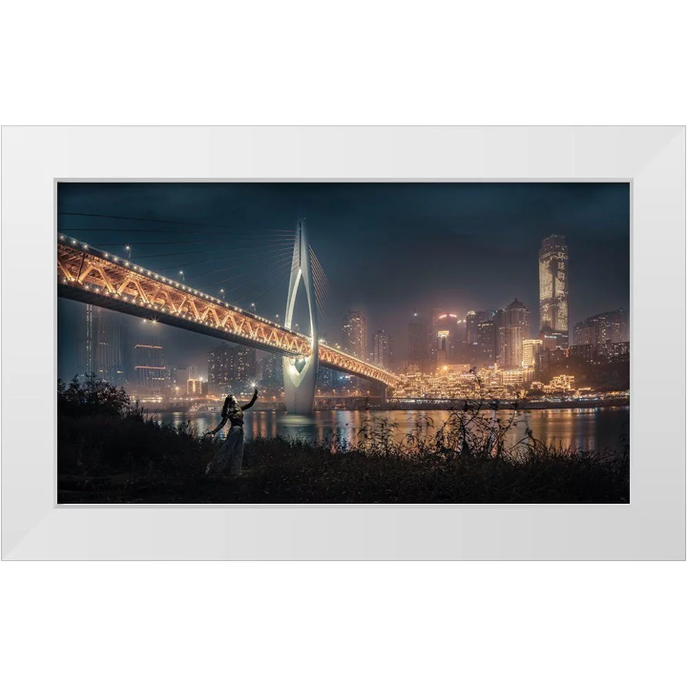Qiye 24x15 White Modern Wood Framed Museum Art Print Titled - Chongqing A??Appa??Es?Aandfrac12;Pa??