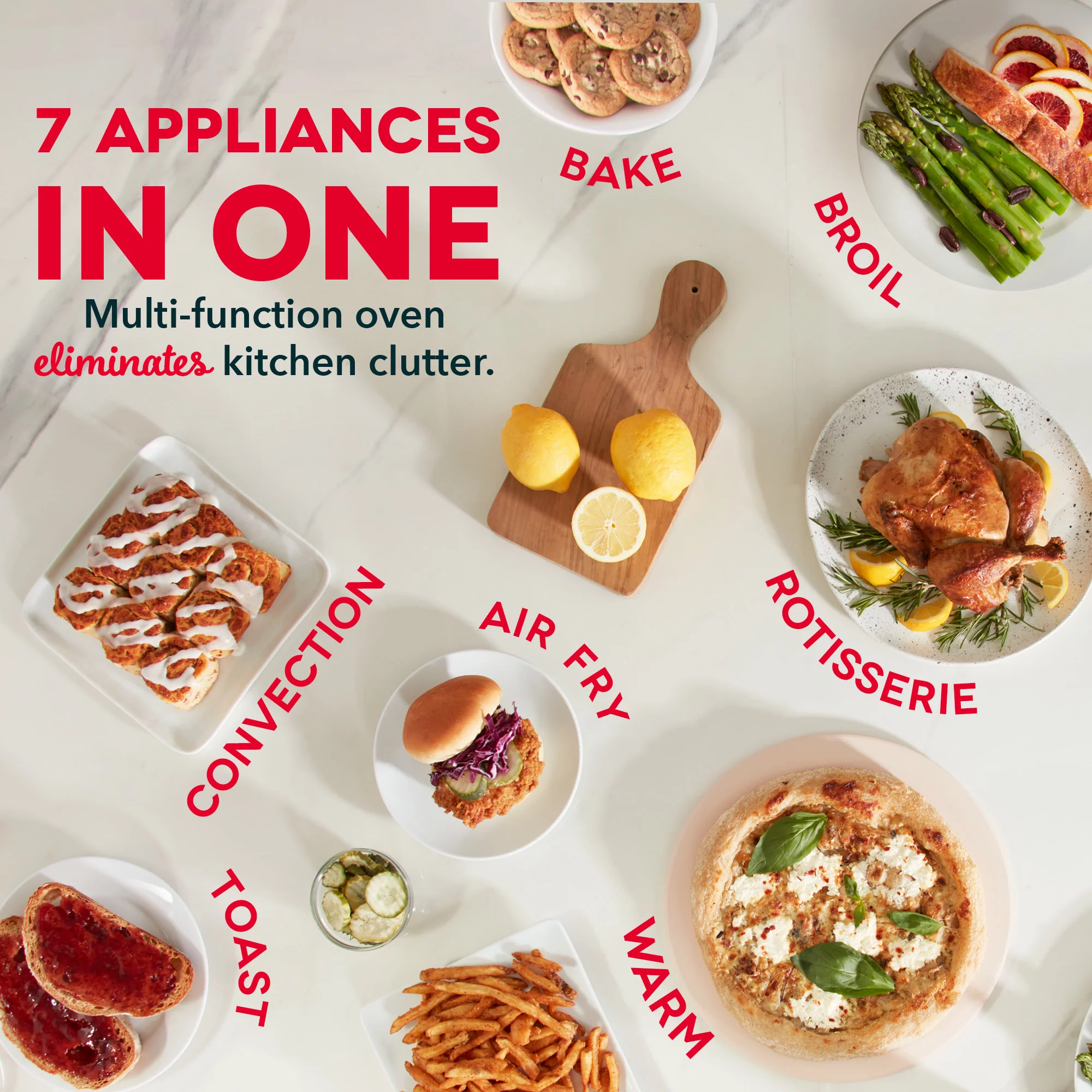 Dash Chef Series 7 in 1 Convection Air Fryer Oven With Non-Stick Fry Basket, Baking Pan & Rack, 23L, 1500 Watt