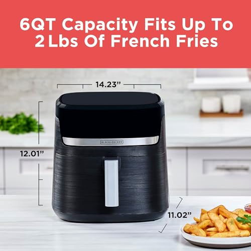 BLACK+DECKER Purifry 2QT Air Fryer, Crispy Deep Fried Taste without the Fat, Plus Bake, Dehydrate, and Keep Food Warm, Digital Touchscreen and Auto Shut-Off