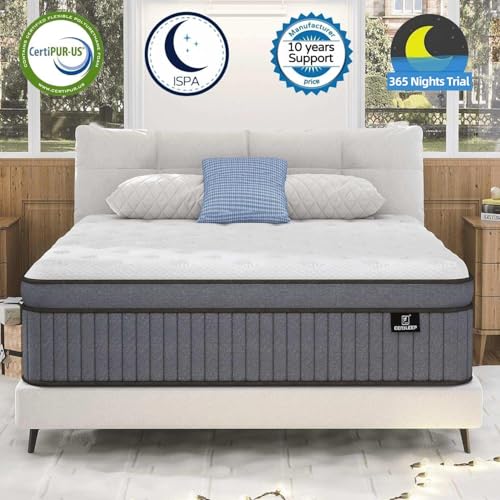 12 Inch King Size Mattress [Enhanced], Firm King Mattress In A Box, Hybrid Mattresses With Gel Memory Foam & Independent Pocket Springs, Pressure Relief, Cooling, Additional Support, 365-night Trial