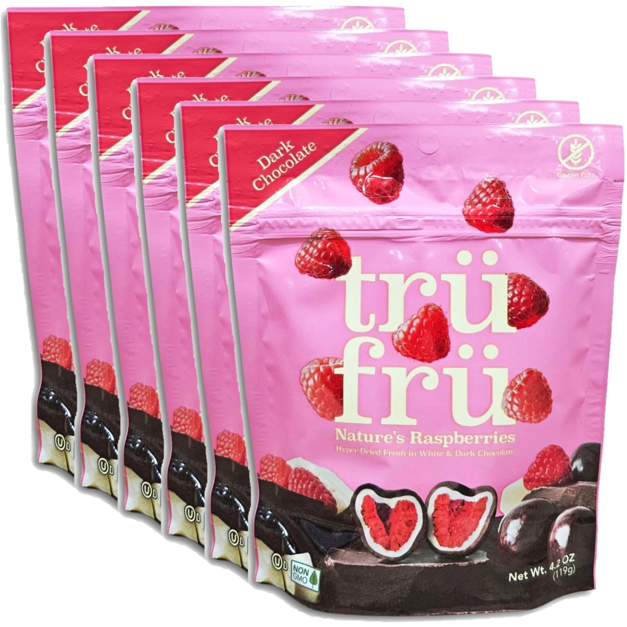 White & Dark Chocolate Covered Hyper-Dried Fresh Raspberries Value Pack | Bundled by Tribeca Curations | 4.2 Ounce | Pack of 6