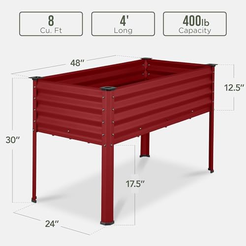 Best Choice Products 48x24x30in Galvanized Raised Garden Bed, Metal Elevated Planter Box, Vegetable Garden for Backyard, Patio, Balcony - Dark Green