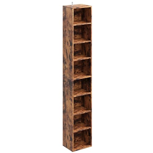 IRONCK Tall Narrow Bookshelf 8 Tiers, Compact Corner Bookcase, Easy to Match for Living Room, Office, Study, Bedroom