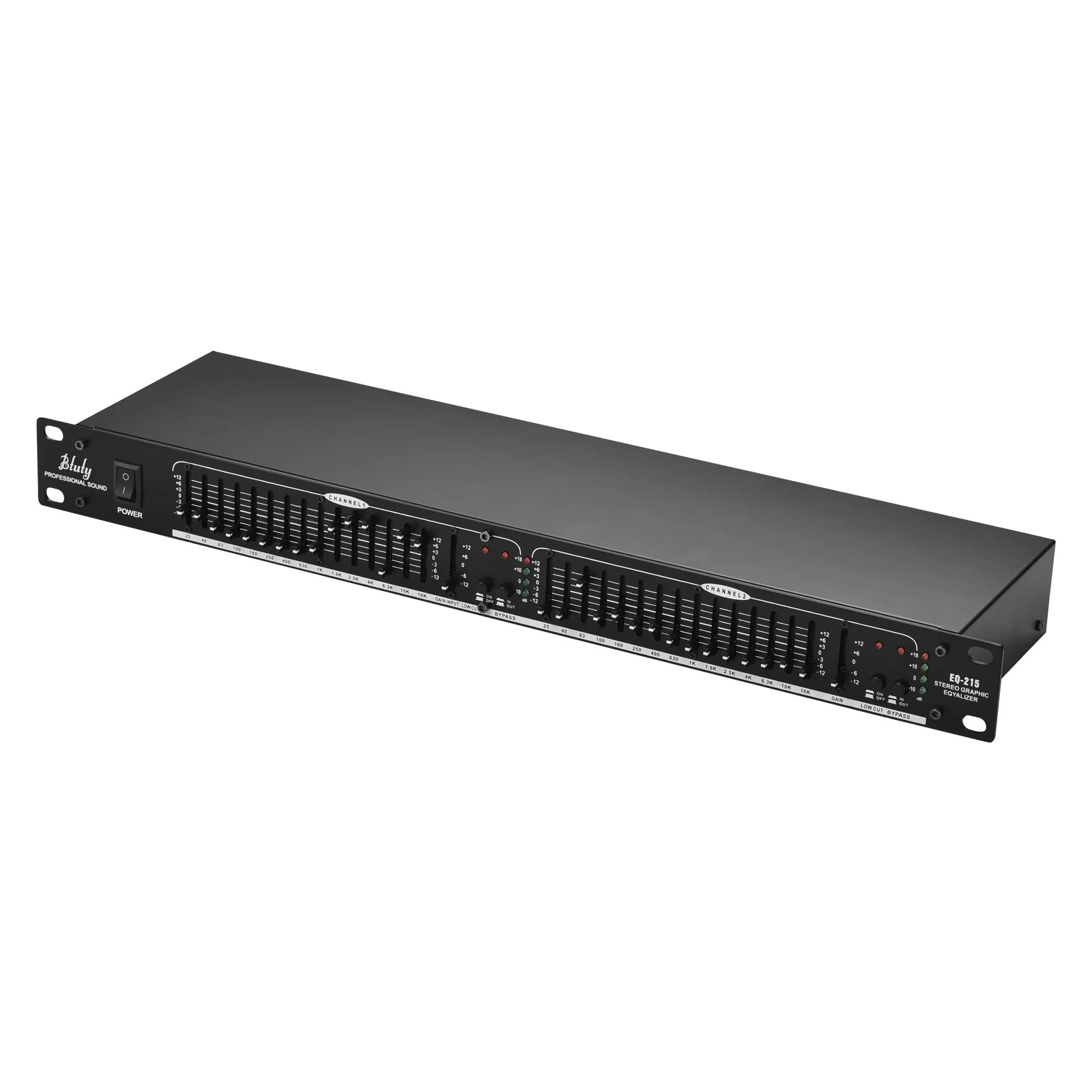 Btuty EQ-215 Dual Channel 15-Band Equalizer, Rack Mount Stereo Graphic Equalizer for Audio Enhancement