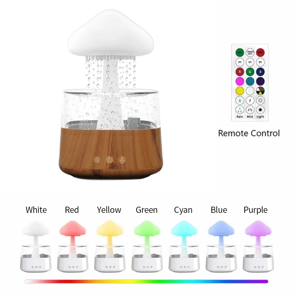 NEW Rain Cloud Water Drops Air Humidifier Diffuser Essential Oil Ultrasonic USB  Perfume Spray For Bedroom Car LED Lamps