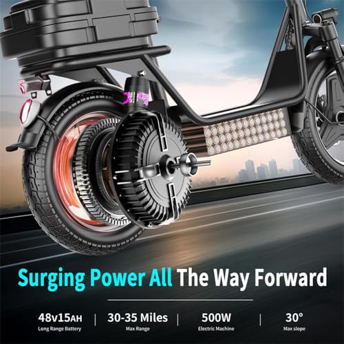 Electric Scooter Adults, 28 MPH Top Speed, 35 Miles Range,14'' Fat Tire Scooter for Commuter & Sport, Detachable Seat & Adjustable Handlebar, 750W Powerful Motor Sooter with Seat