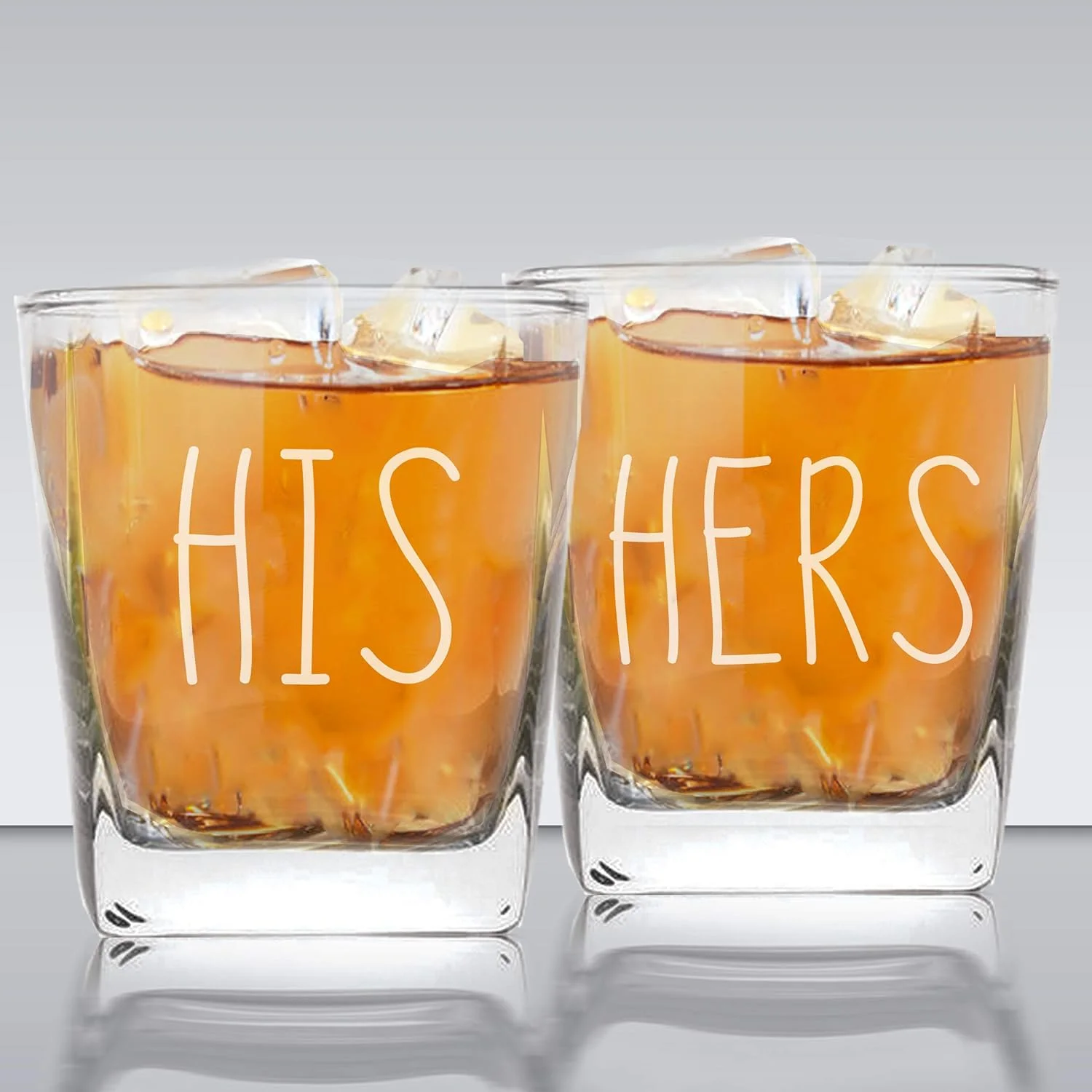 His And Hers Square Rocks Whiskey Glasses Gift Set Of 2