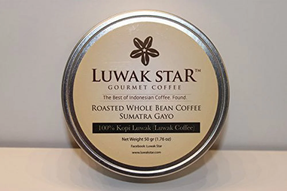 Luwak Star Gourmet Coffee Gift Set, 100% Arabica Sumatra Gayo and Bali Kintamani Luwak Coffee, Whole Beans, Medium Roast, 100 Gram (0.22 Lb), Roasted in the U.S.