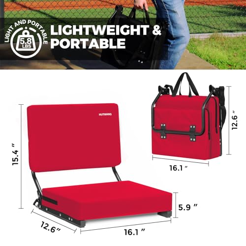 Chair - Stadium Seat with Back Support, Padded Foam Backs, 330LBS Weight Support, Portable, Foldable, Black