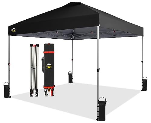 CROWN SHADES 10x10 Pop Up Canopy - Beach Tent with One Push Setup - Easy Outdoor Sun Shade for Events, Parties, Camping - Gazebo with STO-N-Go Cover Bag, Silver Coated Top, White