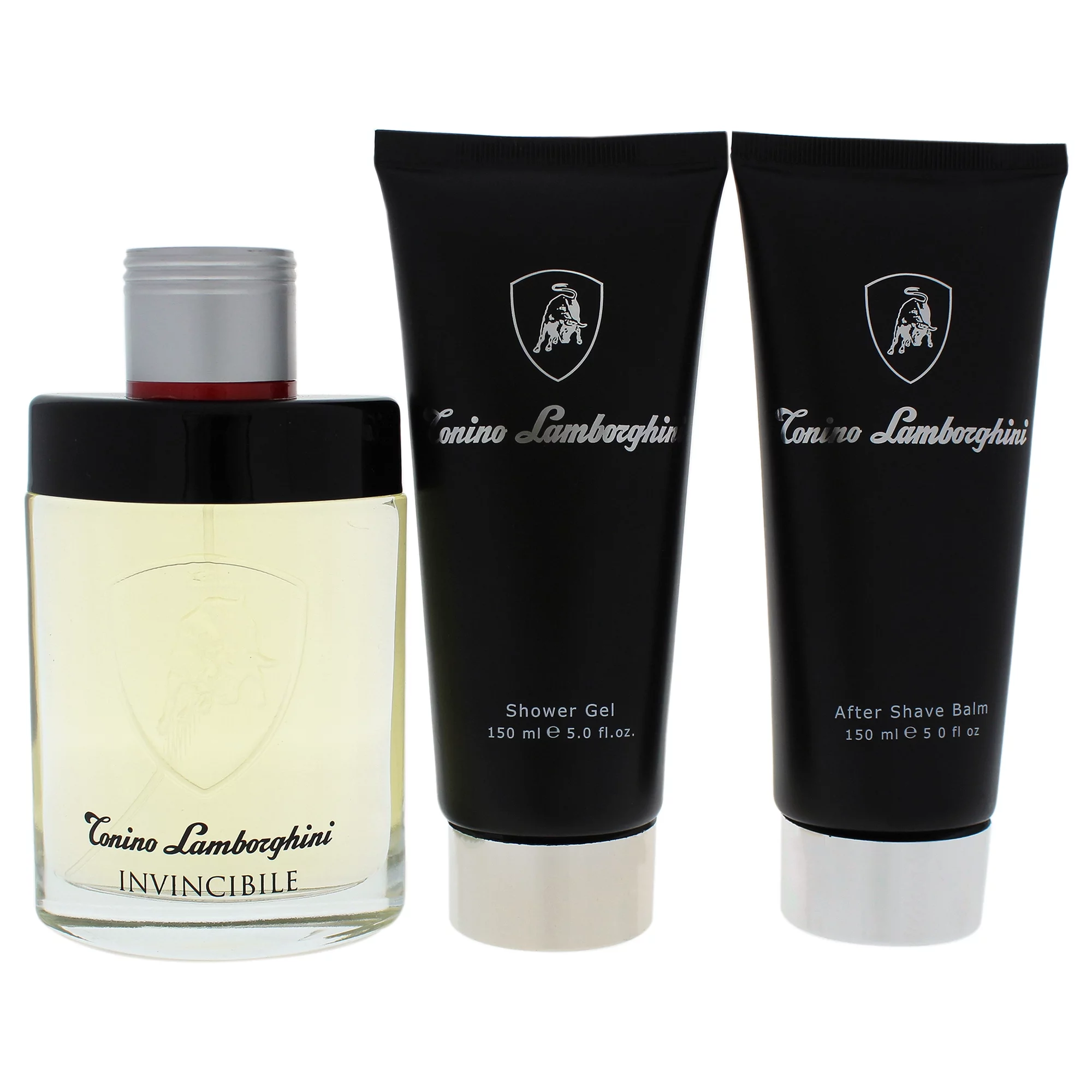 Tonino Lamborghini Invincibile 4.2oz EDT Spray 5oz After Shave Balm 5oz Shower Gel Leather Briefcase Men 4Pc Gift Set