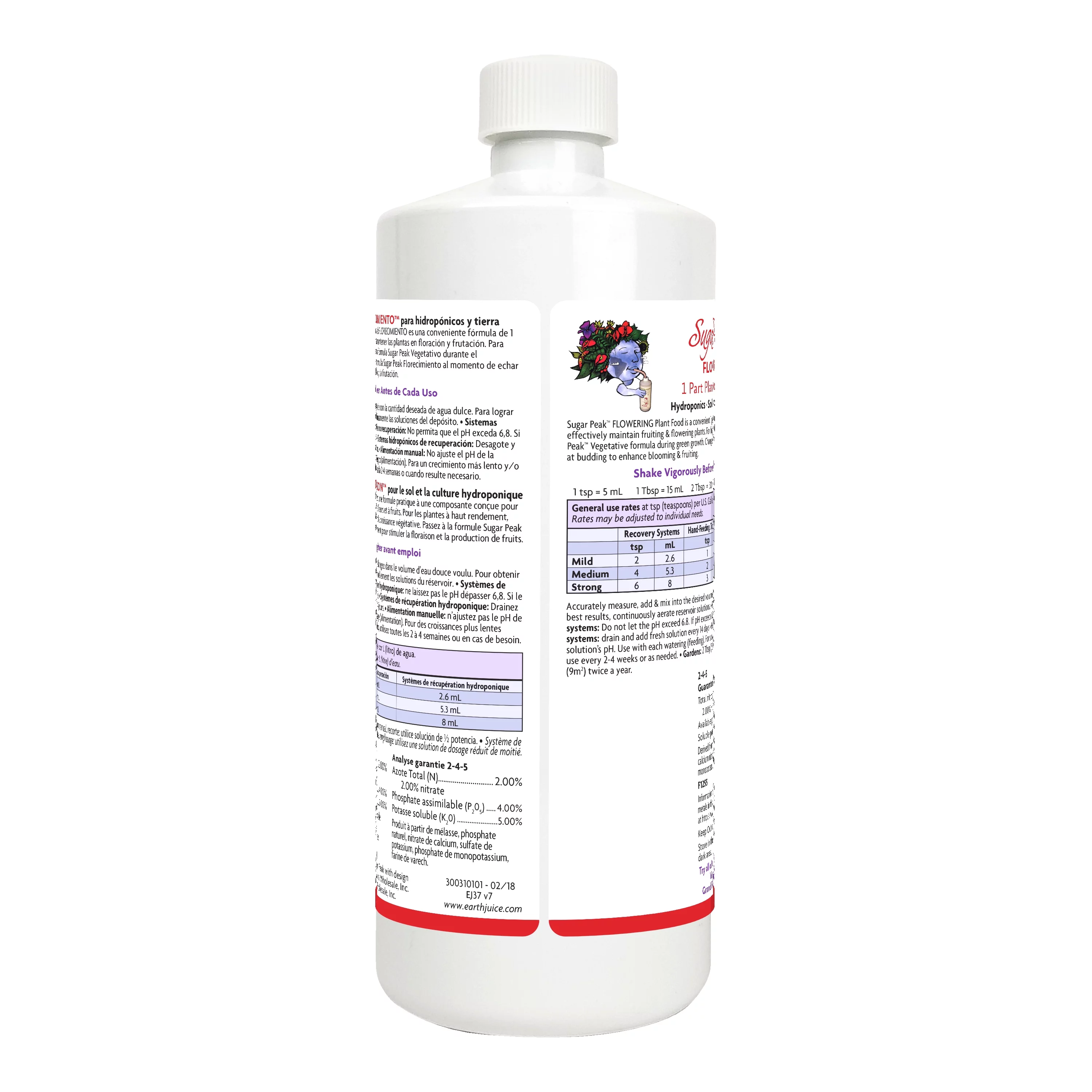 Earth Juice Sugar Peak Flowering Plant Food, 2-4-5 Flower Fertilizer, 32 oz.