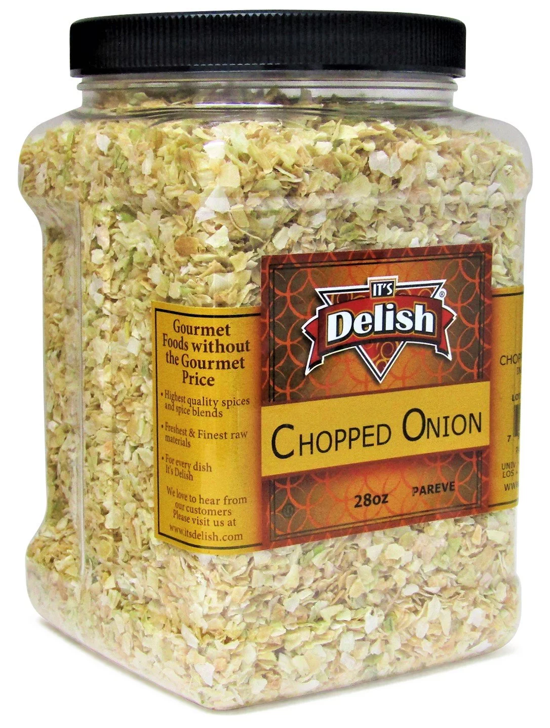 Dried Chopped Onion by Its Delish - Distinctive, Delicious, Fresh Taste - Premium, High-Quality, 28 Oz Jumbo Container Jar - No Preservatives, No artificial Flavor, All Natural Dehydrated Onion,...