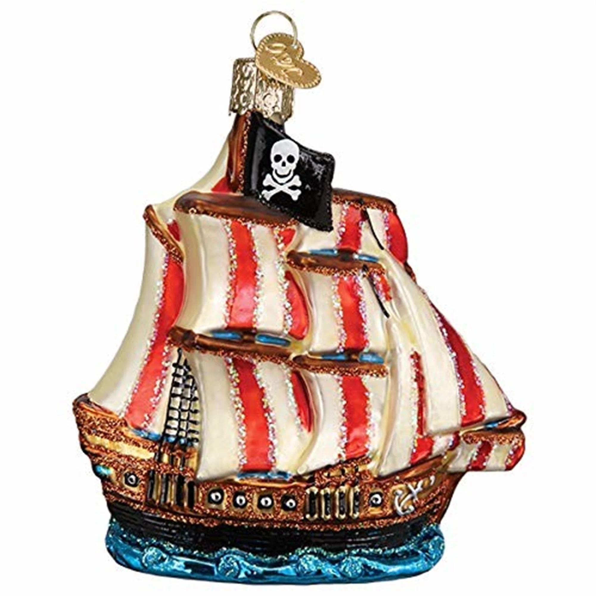 Old World Christmas Glass Blown Ornament, Pirate Ship (With OWC Gift Box)