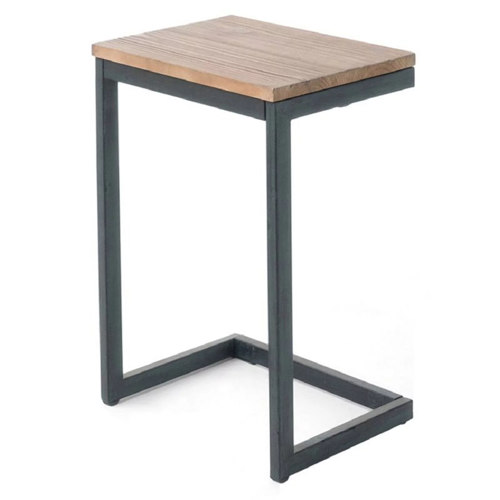 Bowery Hill Modern Firwood C-Shaped Accent Table in Brown and Black