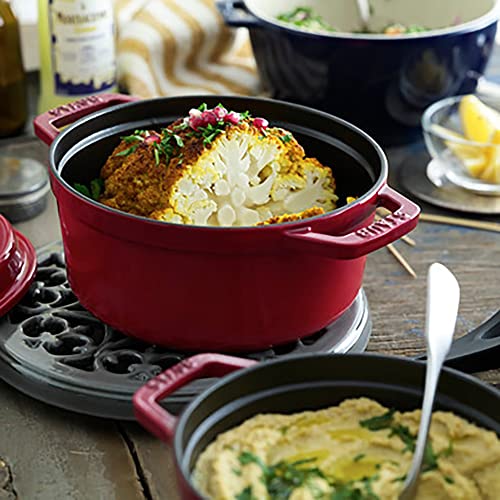STAUB Cast Iron Dutch Oven 5.5-qt Round Cocotte, Made in France, Serves 5-6, Black Matte
