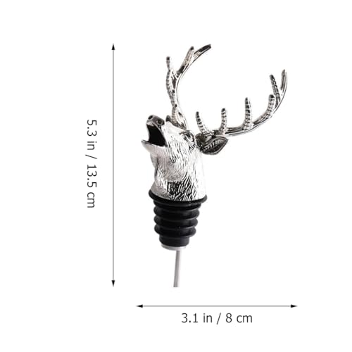 Deer Head Wine Pourer and Stopper Zinc Alloy Bottle Pourer for Alcohol and Wine Bottles with Airtight Seal for Home Party and Bar Use