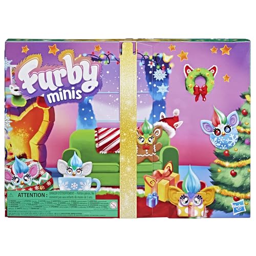 FURBY Minis Advent Calendar for Kids 6 Years and Up, 24 Days of Surprise Holiday Toys with 1-Inch Figures, Stickers & Fun Accessories