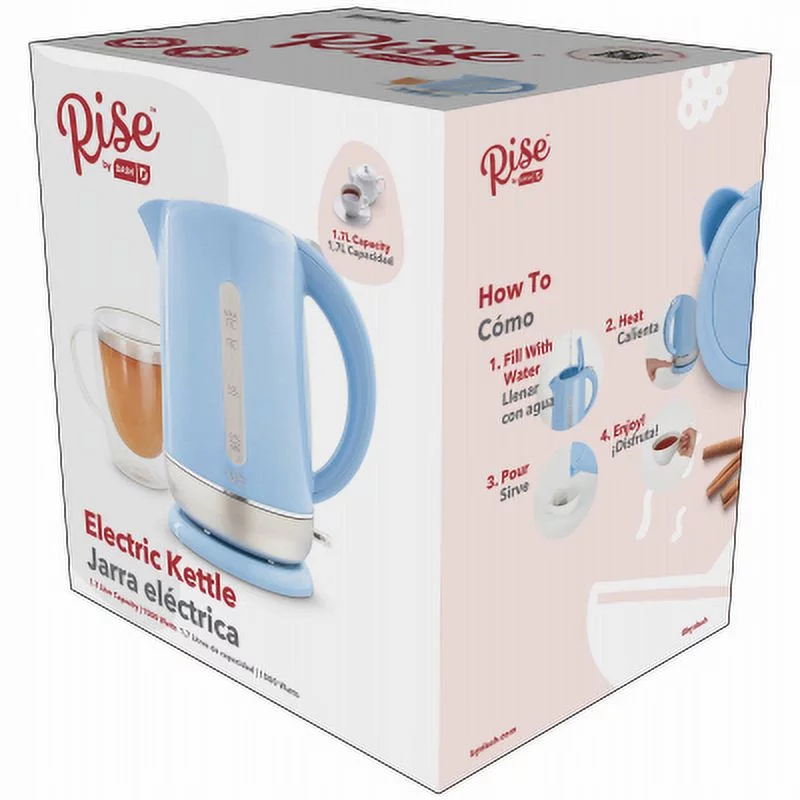 Rise by Dash Blue Electric Kettle. The cordless Kettle lifts right off, Each