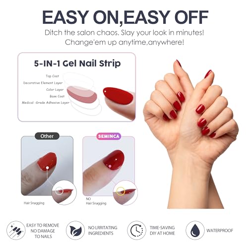Semi Cured Gel Nail Strips-Easy Apply Christmas Gel Nail Stickers Holiday Semi Cured Manicure Strips with Sparkling Xmas Designs (Classic Yule)