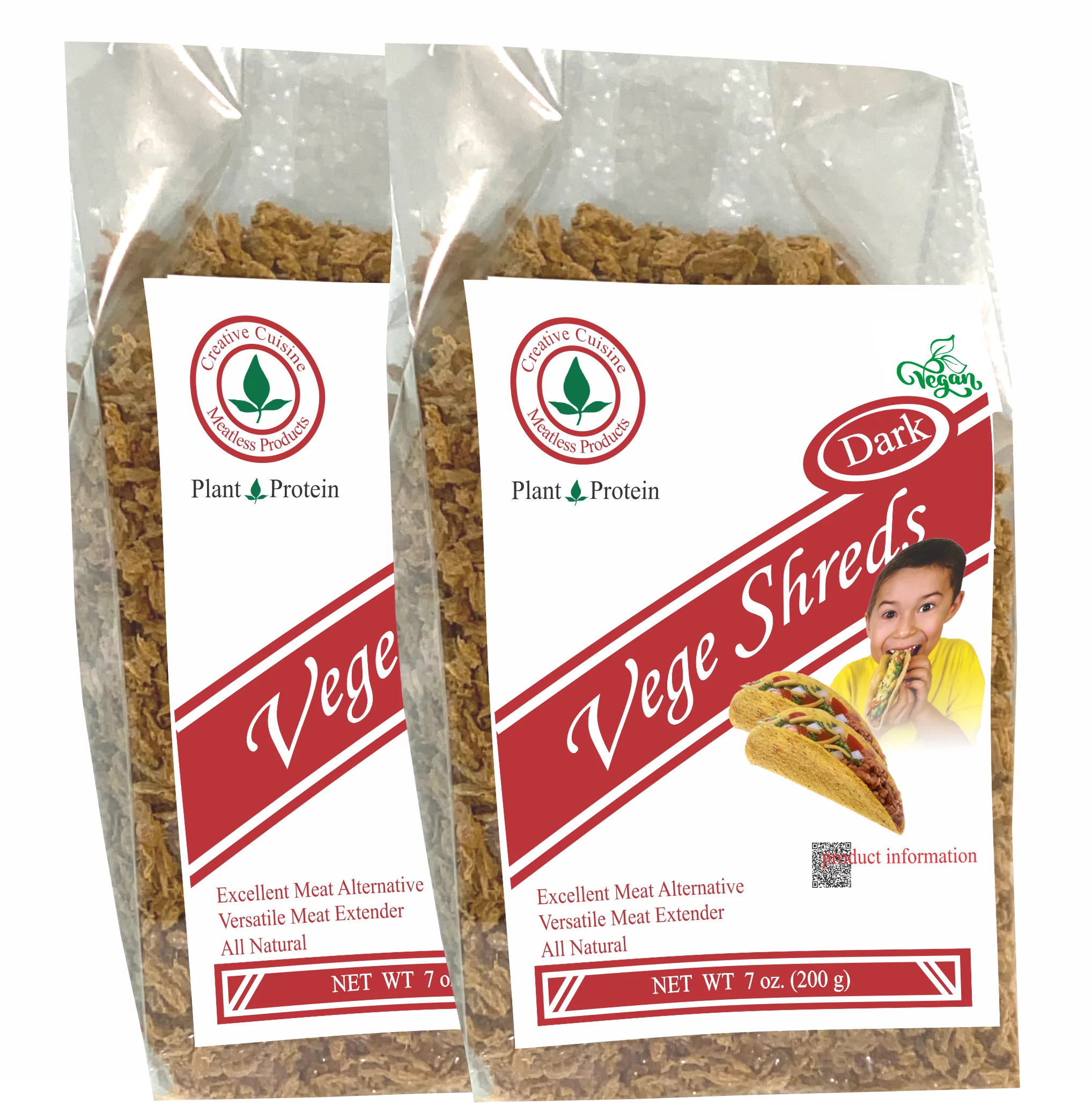 Vege Shreds Dark, Veggie Meat, Shredded Beef, Shredded Dark Meat , 6-7 oz bags, FREE SHIPPING
