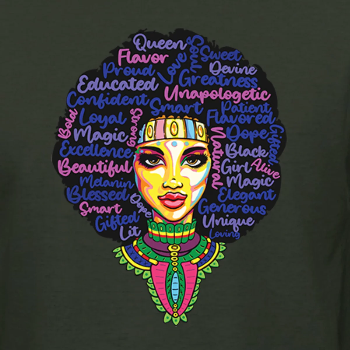 Wild Bobby, Queen Bee Strong Black Woman Ethnic Mens Premium Tri Blend T-Shirt, Forest Green, X-Large