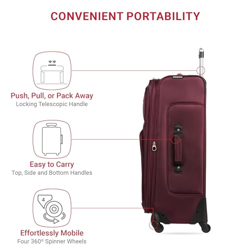 SwissGear Sion Softside Expandable Luggage, Black, Checked-Large 29-Inch