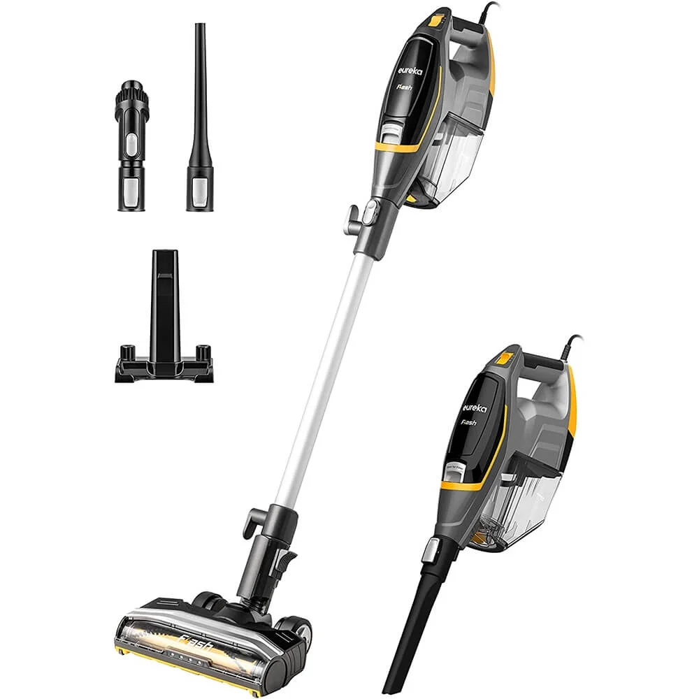 Eureka Flash Lightweight Stick Vacuum Cleaner,15KPa Powerful Suction, 2 in 1 Corded Handheld Vac for Hard Floor and Carpet, Black, NES510
