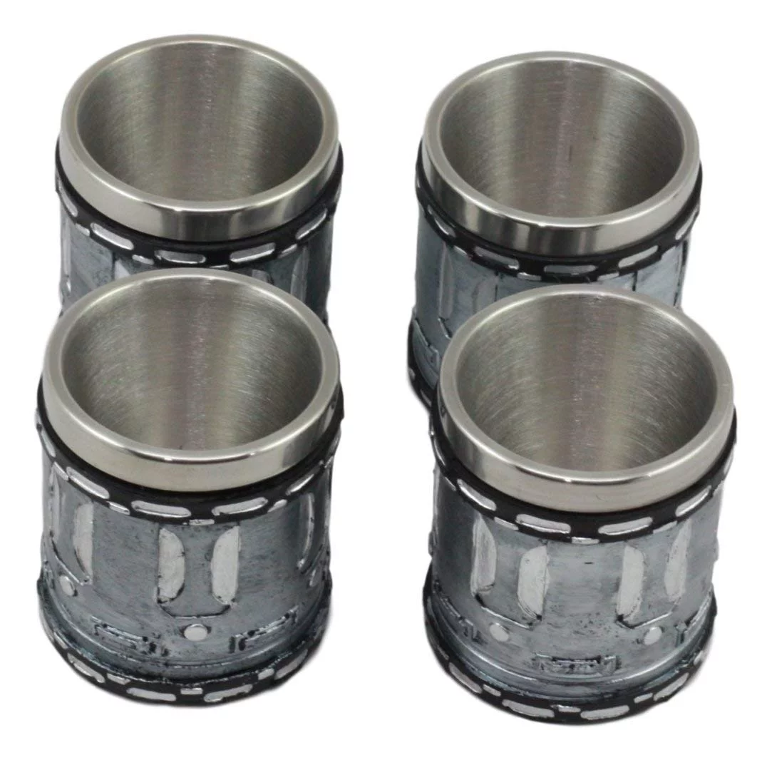 Western Novelty Revolver Pistol Gun Barrel Cylinder Shot Glass 2-Ounce Set of 4