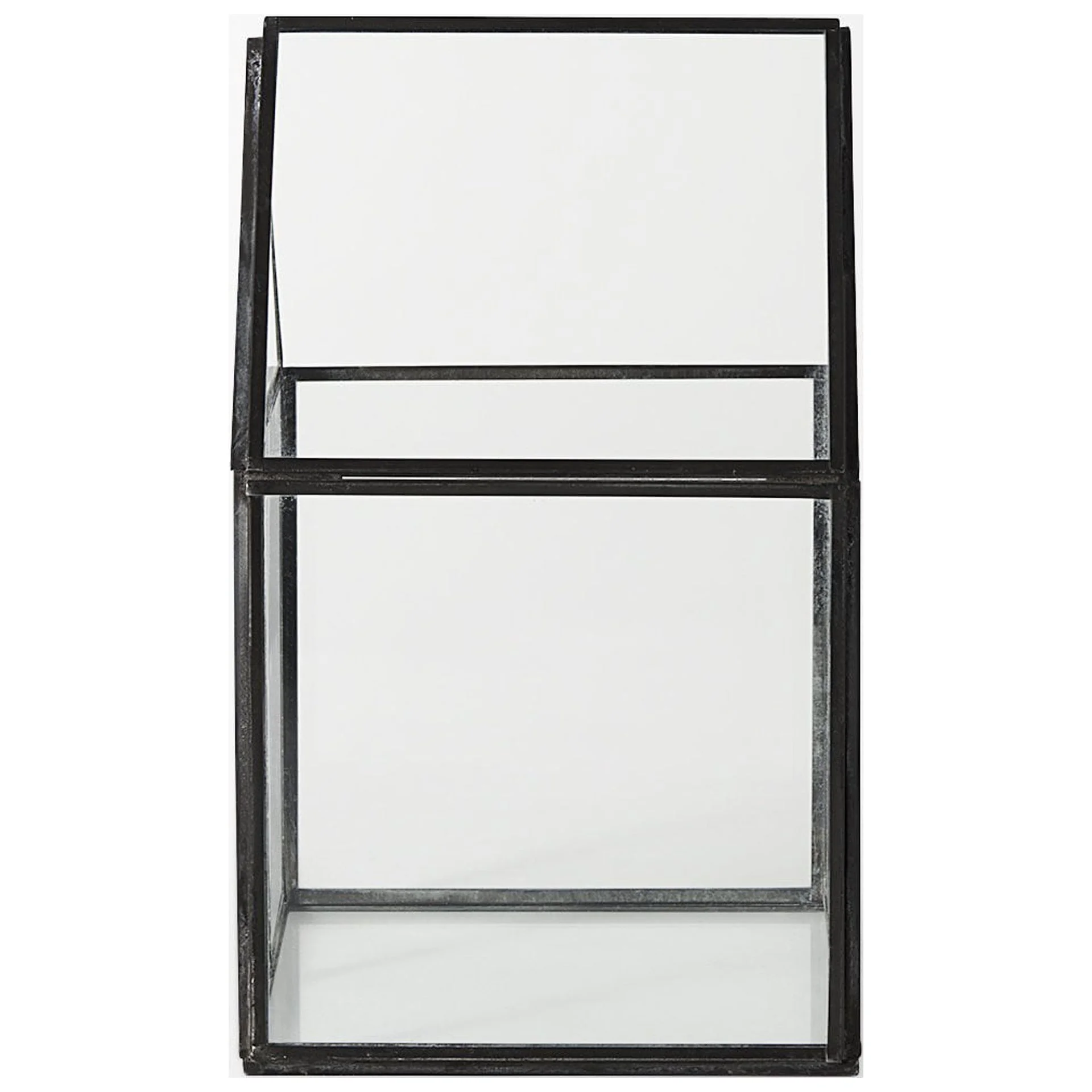 HomeRoots 392580 Petite House Shaped Glass Terrarium, Black