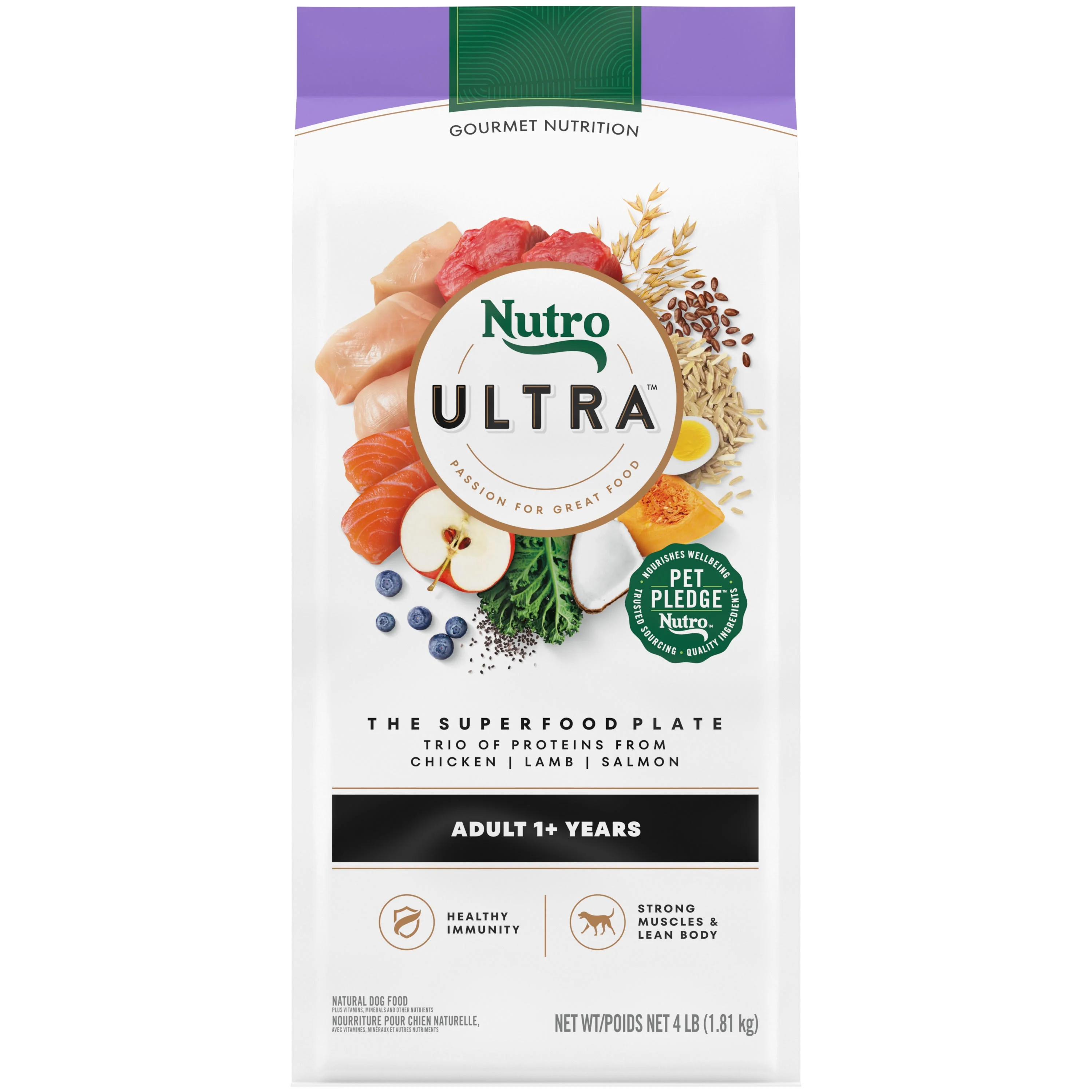 Nutro Ultra Adult Dry Dog Food With A Trio Of Proteins From Chicken, Lamb And Salmon, 4 Lb. Bag