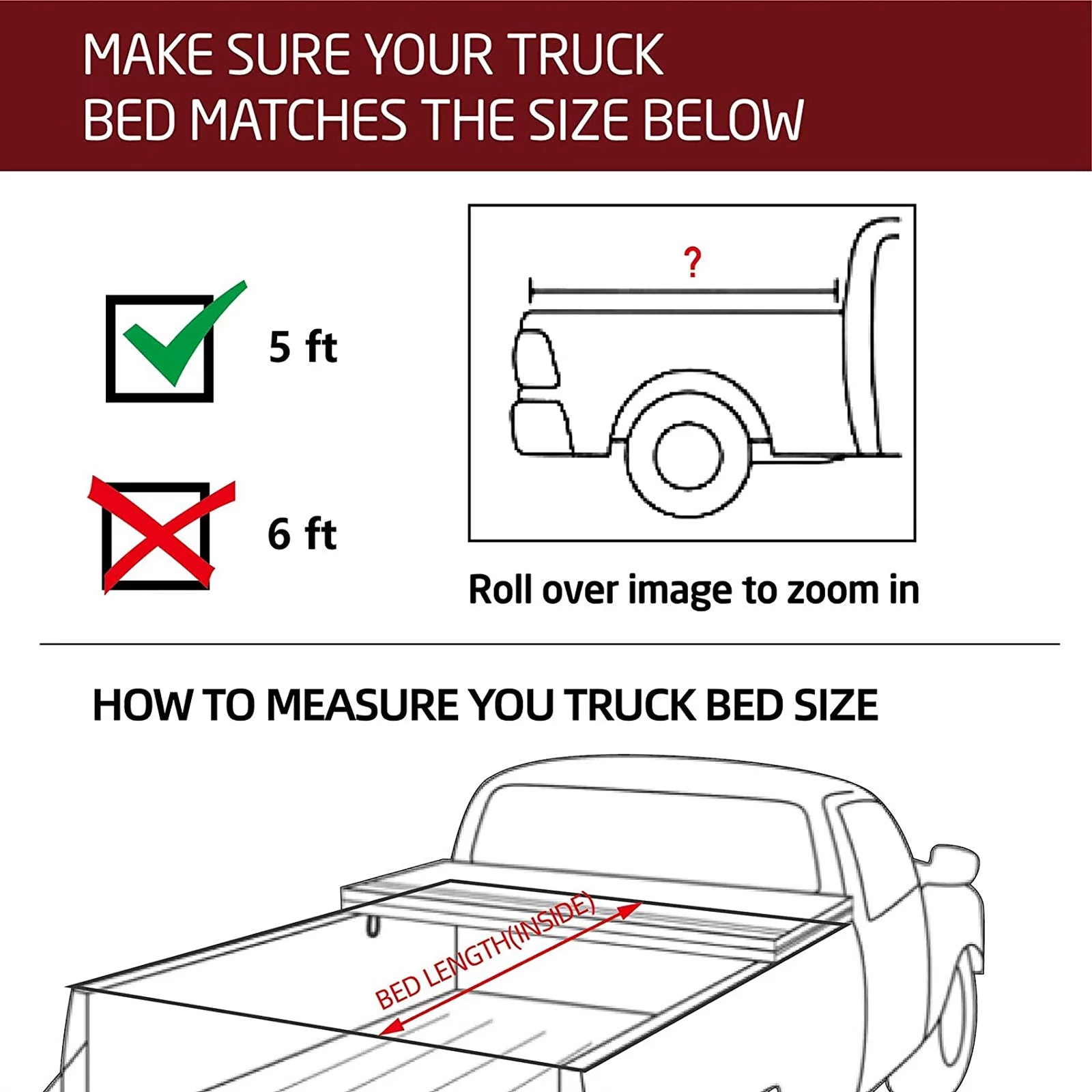 Kikito Professional FRP Hard Tri-Fold Truck Bed Tonneau Cover for Frontier 2005-2024 & Suzuki Equator 2009-2012 5FT