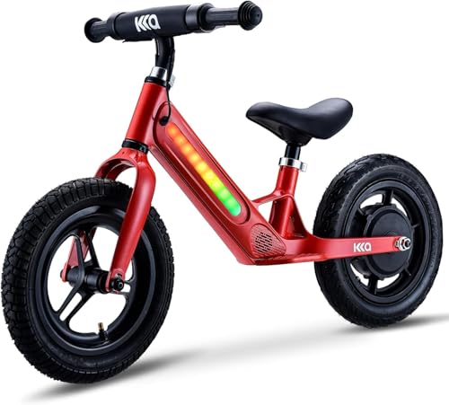 Electric Balance Bike for Kid 3-5 Old Children Electric Mini Bike with Colorful Lights 2 Speed 12 Inch 9Mph 24V 180W for Boy Girl Beginner Gift Adjustable Seat & Handle