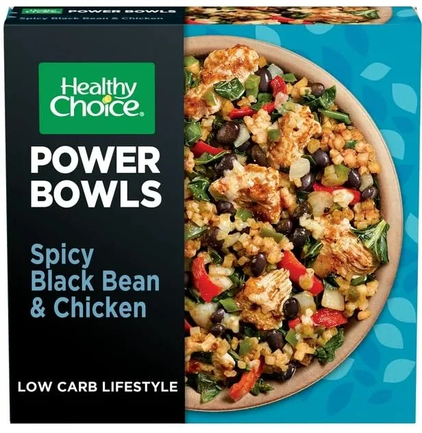Healthy Choice Power Bowls Spicy Black Beans Chicken & Riced Cauliflower Frozen Meal with ice cold pack , 9.25 oz - Pack of 6